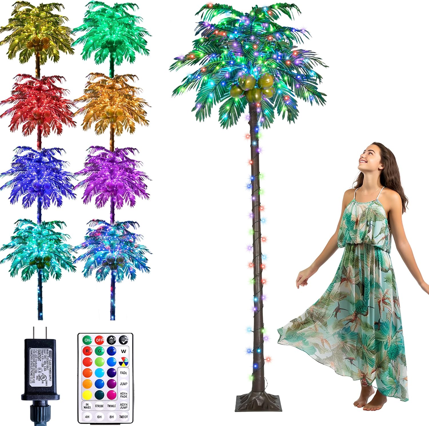 6 FT LED Lighted Palm Tree with Coconuts Outdoor Artificial Palm Tree