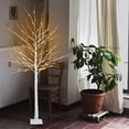 thumbnail image 1 of 6 FT Lighted Birch Tree with 128 Led Lights Decorative Porch Artificial Tree for Home Decoration Warm White Solar Powered, 1 of 6