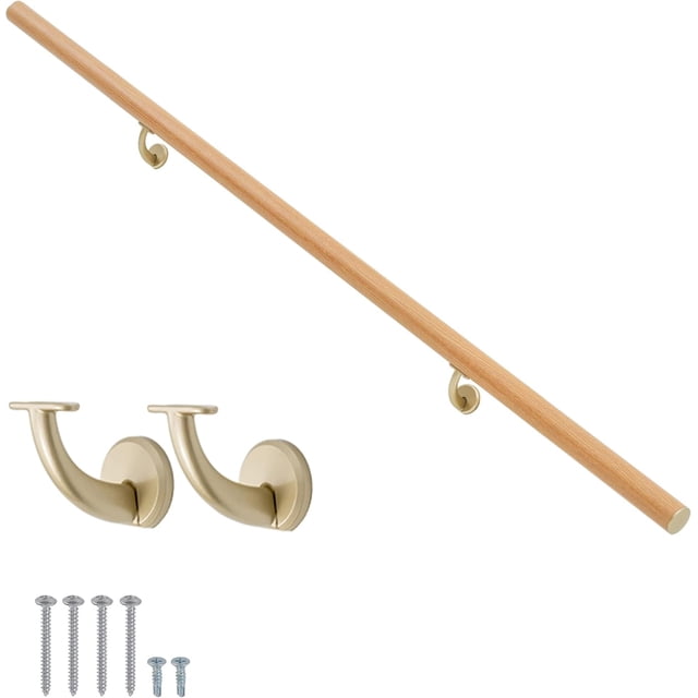 Rust Sea Wall Build 6 FT Aluminum Handrail Set with Zinc Alloy Brackets for Indoor Stair ...