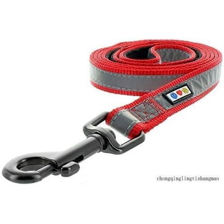 6 FT Padded Dog Leash With Comfortable Neoprene Padding Handle - Red Lead | Small Reflective Dog Leash With Highly Reflective Band Perfect For Medium And Large Dogs And Puppies.