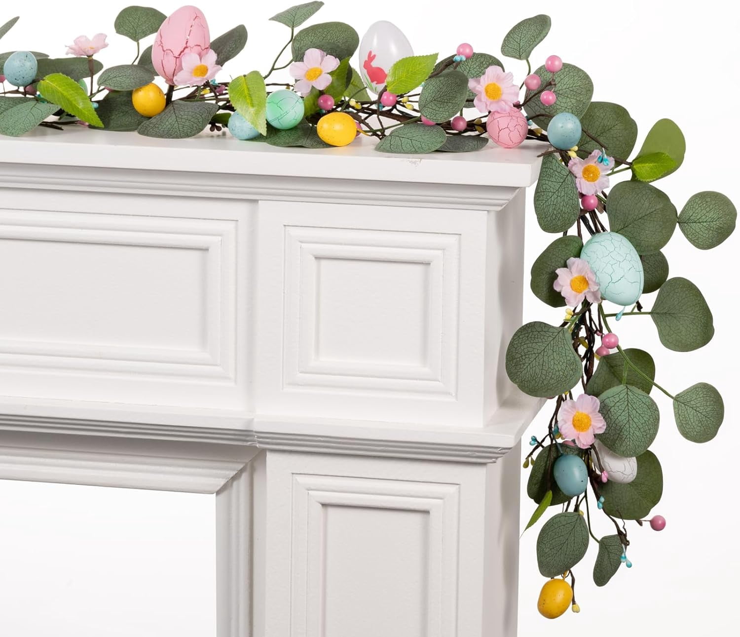 Window Garland Spring 6 FT Pre-Lit Easter Garland with 20 LED Lights & Timer, Lighted ...