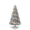thumbnail image 1 of Dimedeal 4.5 FT Green Artificial Christmas Tree, Snow Flocked Xmas Tree with 400 Branch Tips, Metal Hinges & Foldable Base, 1 of 6
