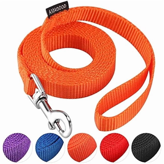 6 FT Puppy/Dog Leashes, StrongTraditional Style Leash with Easy to Use Collar Hook,Dog Lead Great for Small and Medium and Large(Orange,5/8" x 6 Feet)