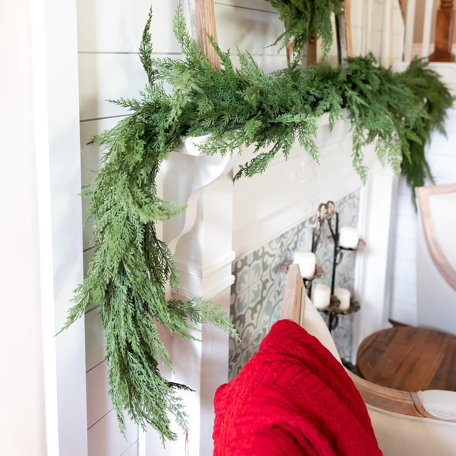 6 FT Real Touch Cedar Garland Artificial Realistic - Extra Full Faux ...