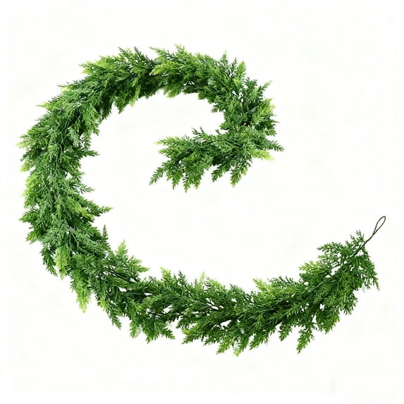 6 FT Real Touch Norfolk Pine Garland Green Artificial Christmas Garland Faux Greenery Garland for Holiday Fireplace Mantle Window Indoor Outdoor Decor (1 PCS)