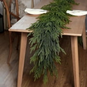 6 FT Real Touch Norfolk Pine Garland Green Artificial Christmas Garland Faux Greenery Garland for Holiday Fireplace Mantle Window Indoor Outdoor Decor