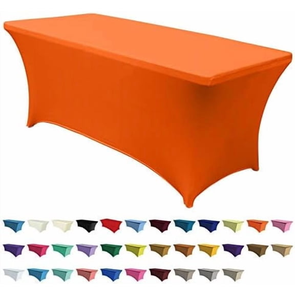 6 FT Spandex Table Cover Stretch Fitted Wrinkle Resistant Tablecloth Reuse for Rectangular Folding Table Patry Event Wedding Banquet Protector