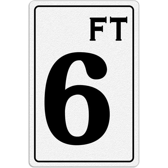 6 FT Swimming Pool Sign, Warning Metal Sign, Swimming Pool Deck Depth Marker Signs 8X12 Inch