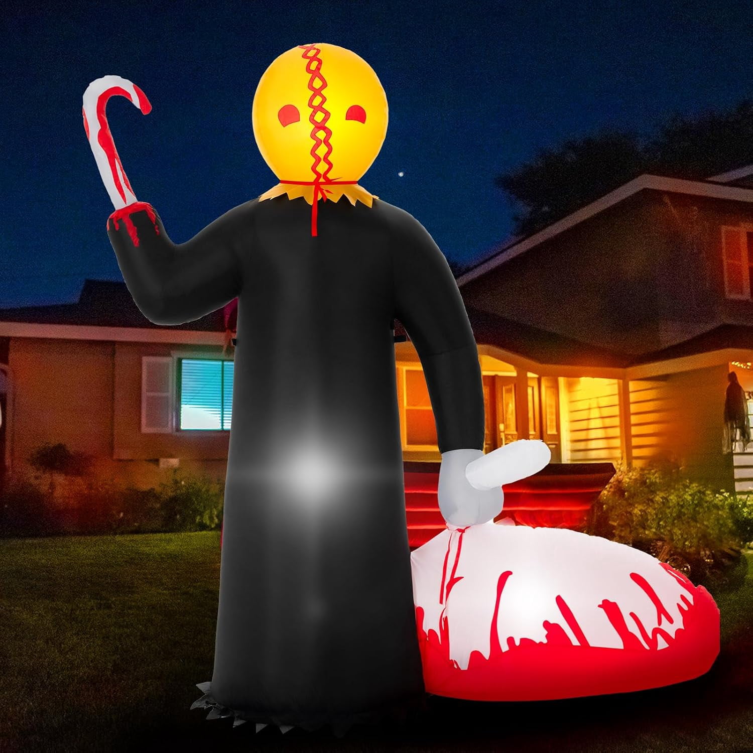 6 FT Tall Halloween Inflatables Outdoor Decorations,Bent Hook Reaper ...