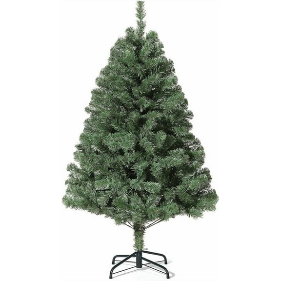 6 FT Unlit Artificial Christmas Tree, Luxuriant Verdant Realistic Xmas Tree with 350 PVC Branch Tips & Folding Metal Stand, Unlit Pine Tree for Party