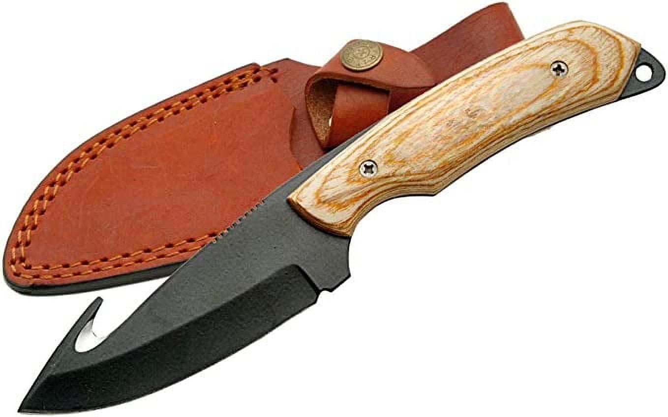 6" FULL TANG GUTHOOK KNIFE WITH PAKKA WOOD HANDLE - Groomsmen Wedding Party Monogrammed (DH-8007)