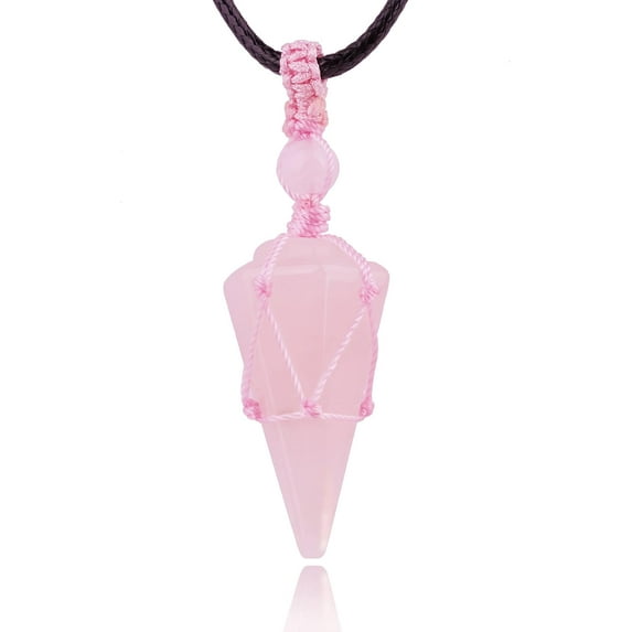 6 Facet Point Crystal Necklace Lucky Healing Stone Chakra Pendant with Adjustable Rope Natural Quartz Yoga Spiritual Necklaces Jewelry for Men Women