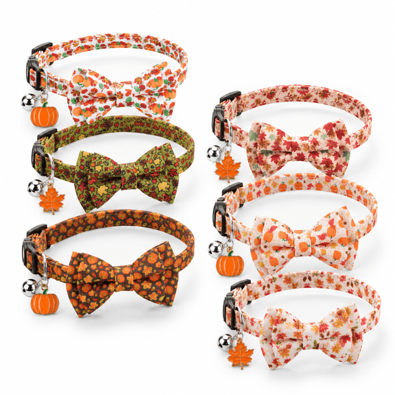 6 Fall Cat Collars Bulk Bow Tie Bell For Charm