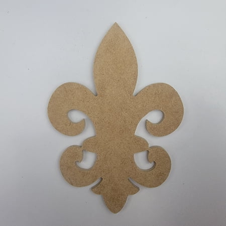 6" Fancy Fleur de Lis, Unfinished MDF Art Shape by Wooden Craft Cutouts, 1-4 Thickness