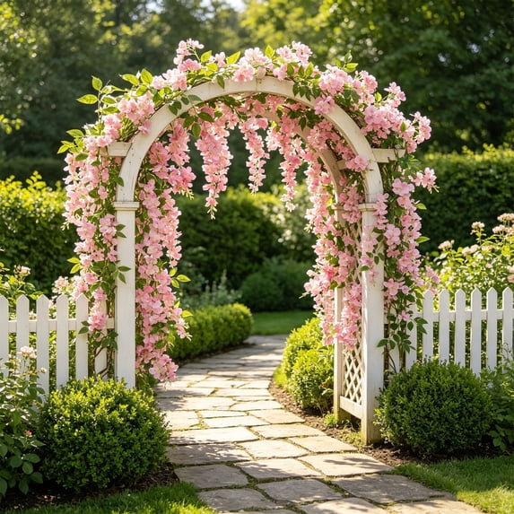 6 Feet 10 Branches Pink Artificial Wisteria Flowers Hanging Vine for Home Garden Wedding Decor, by Bradem