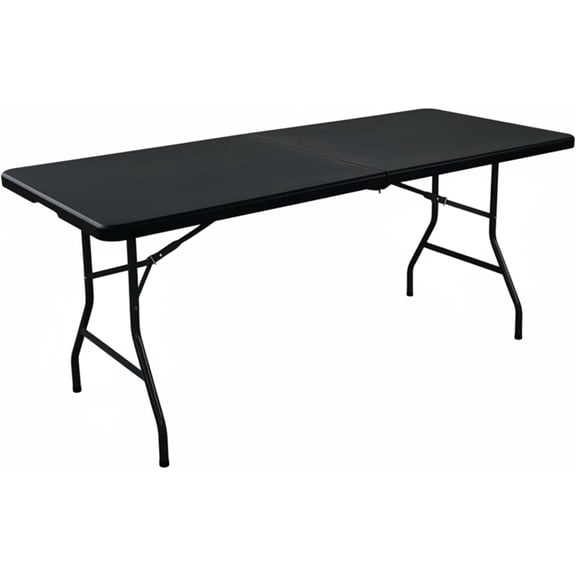 6 Feet Adjustable Height Nesting Folding Table 24", 29", 36" Countertop Level Foldable Utility Table for Kitchen, Events, Garage, and Workspace - Perfect for Indoor/Outdoor Use Black