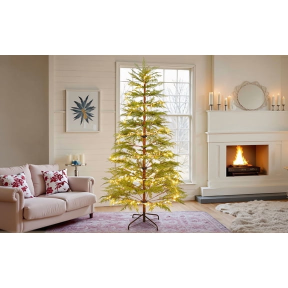 6 Feet Artificial Full Christmas Tree Includes LED Lights and Metal Stand, 612 Tips Full Tree, Xmas Decoration