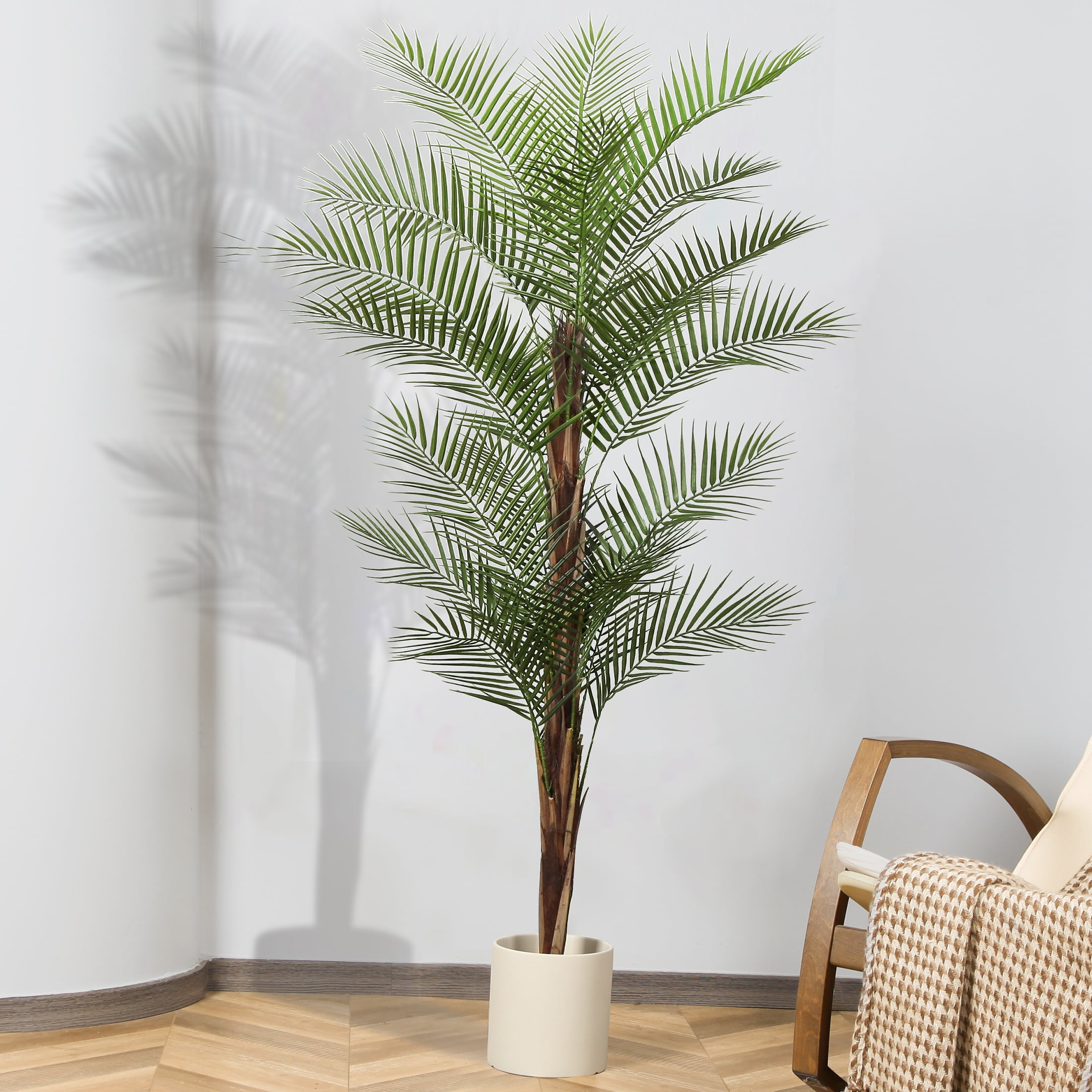 6ft Indoor Artificial Areca Palm Tree in Pot, Faux Green Plant for Home ...