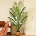 thumbnail image 1 of 6 Feet Artificial Plants in Basket Faux Green Areca Palm Plant with Woven Seagrass Belly Basket, Fake Tree for Home Decor Office House Living Room Indoor Outdoor, 1 of 9