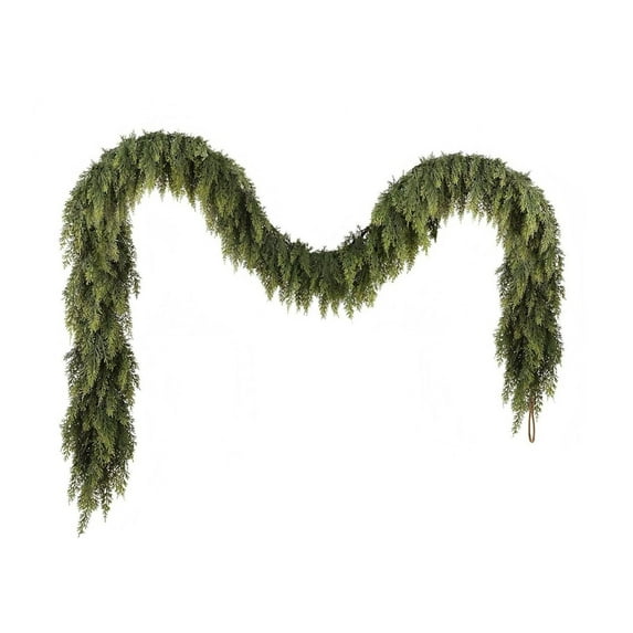 6 Feet Christmas Cedar Garland Thick Realistic Green Cedar Needles for Winter Home Mantel Fireplace Holiday Decoration