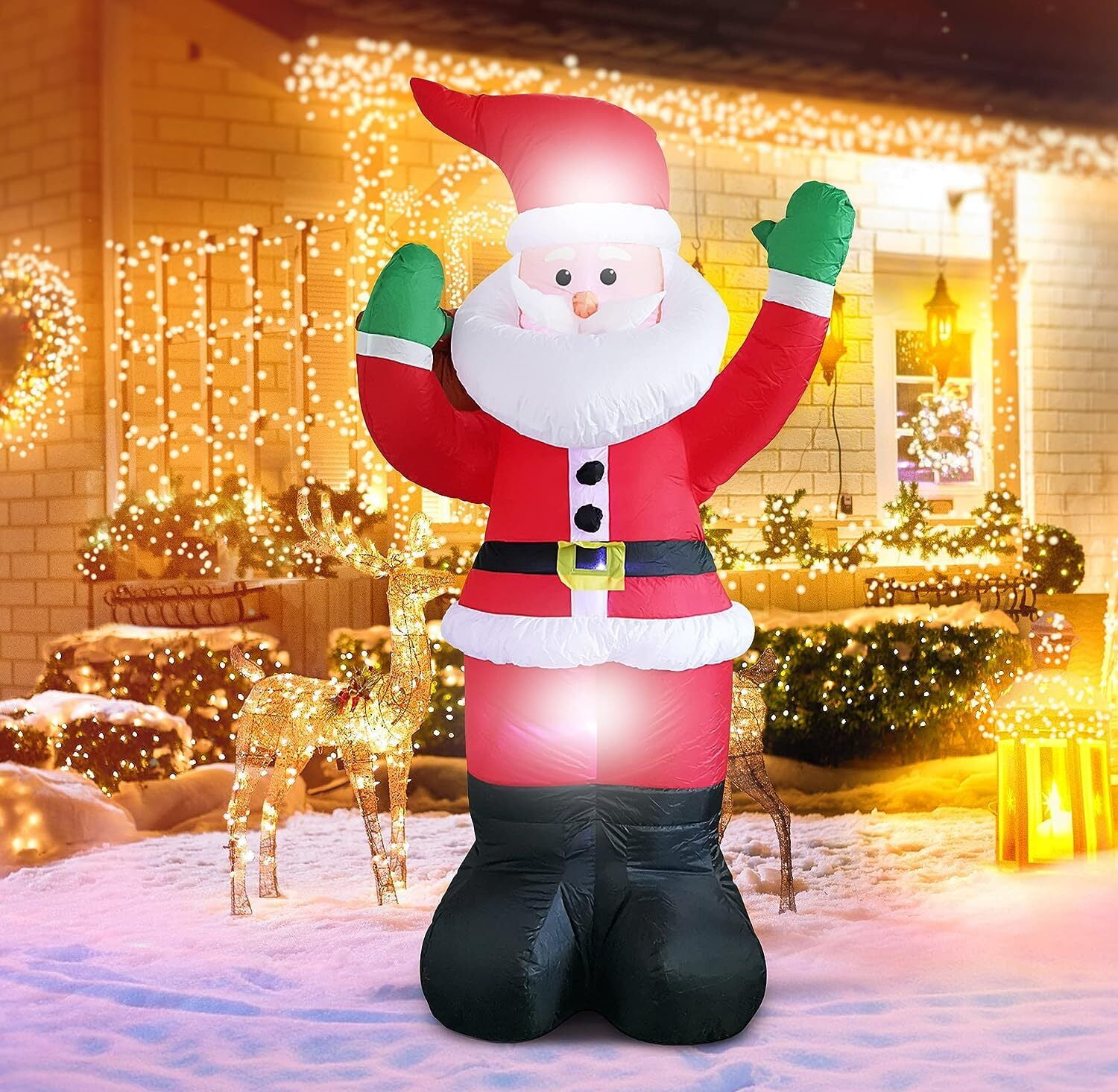 6 Feet Christmas Inflatables Lighted Santa Claus Blow Up Indoor Outdoor ...