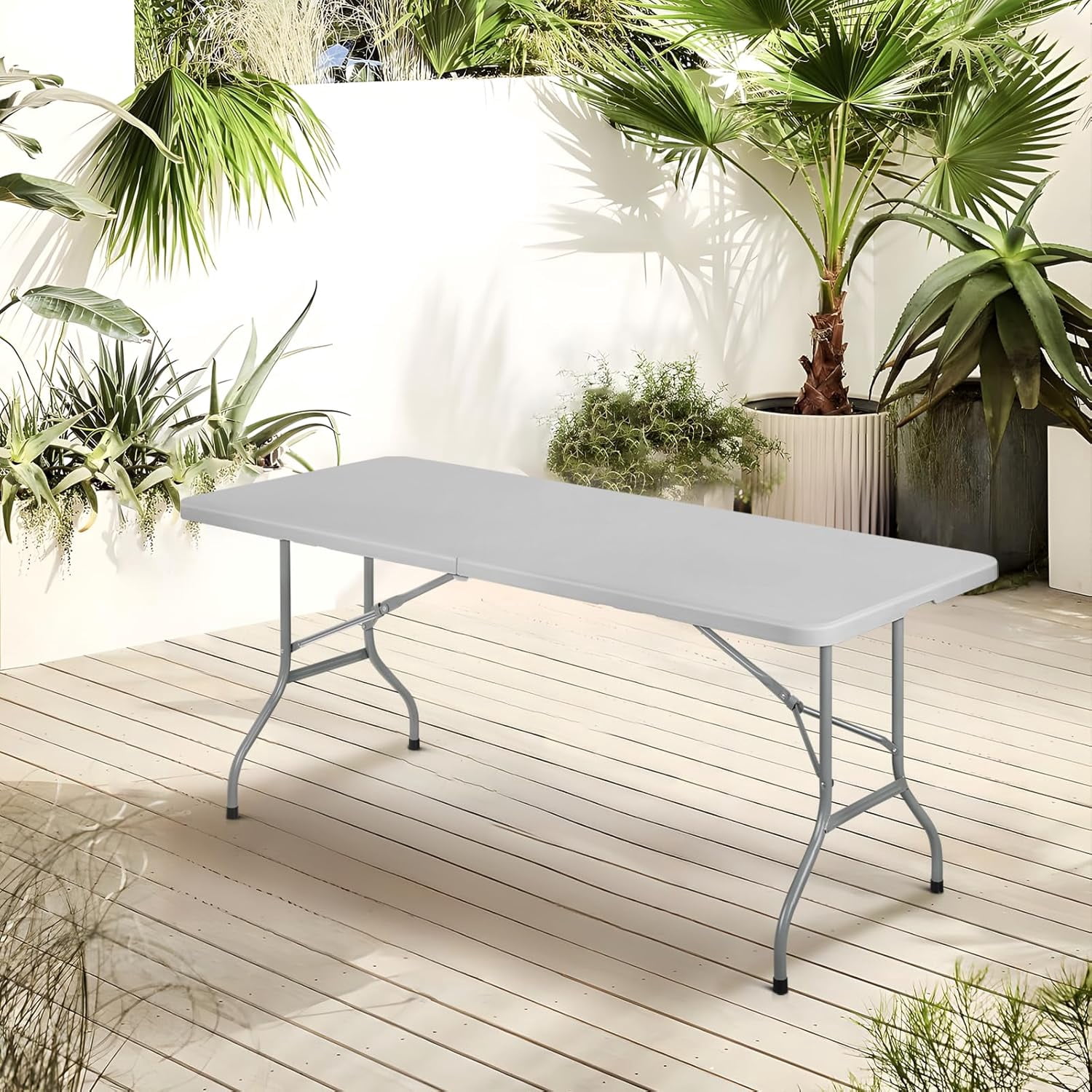 6 Feet Folding Table, Heavy Duty Plastic Dining Table with Handle ...