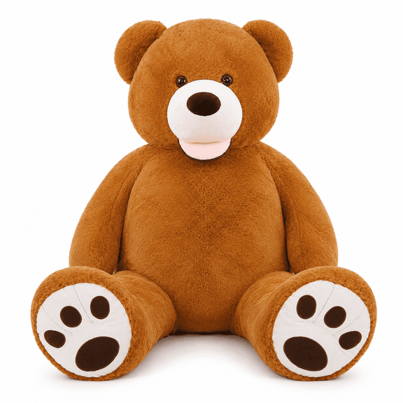 6 Feet Giant Brown Teddy Bear Plush Stuffed Animal, Extra Large Soft Bear Toy with Long Legs and Paw Pads, Cuddly Plush for Room Decor, Birthday Holiday Gift