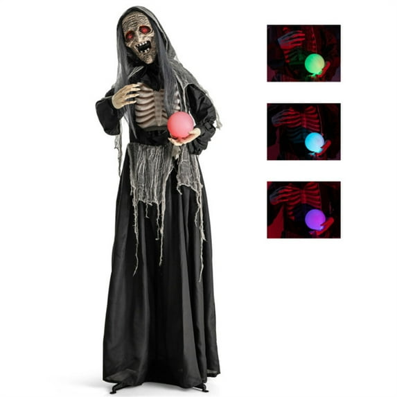 6 Feet Of Halloween Decorations, Witches With Orbs, Blow Up LED Yard Decor for Garden, Lawn, Party, Holiday, Waterproof