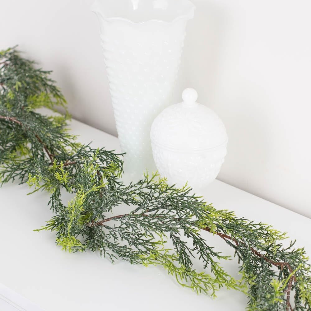 6 Feet Of Snowy Artificial Cedar Vinyl Weather Resistant Juniper