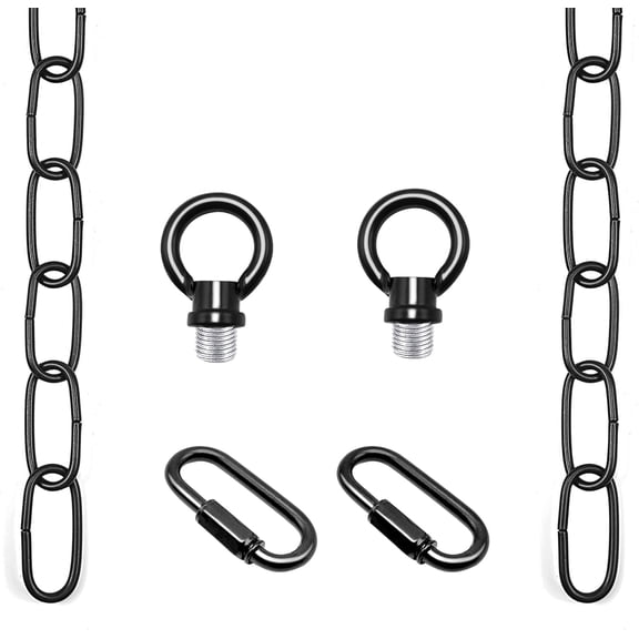 6 Feet Pendant Light Fixture Chain, Lighting Hanging Chain Extension with Connection Locks, Lighting Chain Replacement for Chandelier, Plants, Fruit Basket (Black)