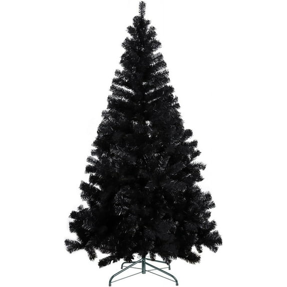 6 Feet Pine Christmas Tree Decor with Solid Metal Stand Artificial Full Black Tree Xmas Decorations for Themed Party Indoor Outdoor Living Room Home