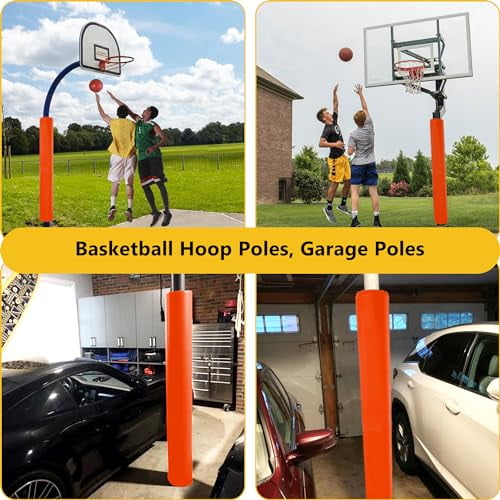 6 Feet Tall Round and Square Pole Pad, Wrap Around Pole & Post Padding, 2" Thick Heavy Duty Safety Pole Pads, Fits 2.5"- 6.5" Diameter Basketball Pole, Basement Pole, Playground Po