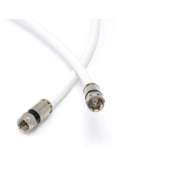 6' Feet, White RG6 Coaxial Cable (Coax Cable) - Made in the USA - with High Quality Connectors, F81 / RF, Digital Coax - AV, CableTV, Antenna, and Satellite, CL2 Rated, 6 Foot