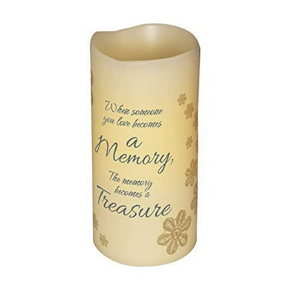 6" Flameless Vanilla Scented Memory Pillar Candle, Flickering Led Light