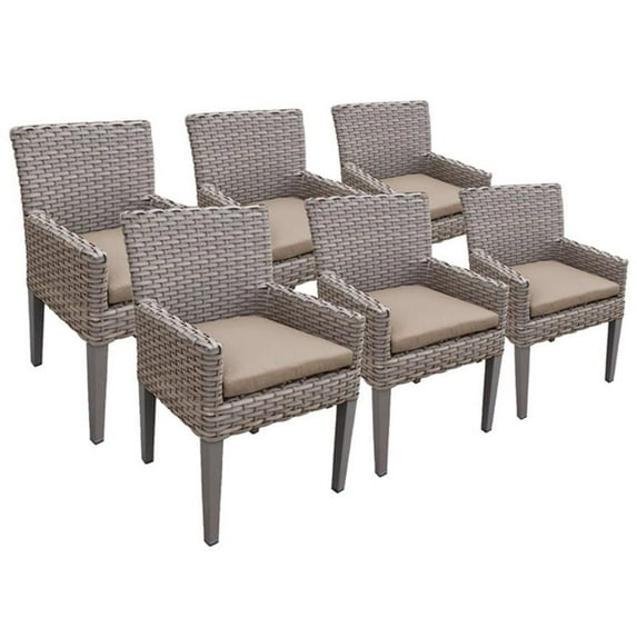TK Classics Oasis Patio Dining Arm Chair in Wheat (Set of 6)