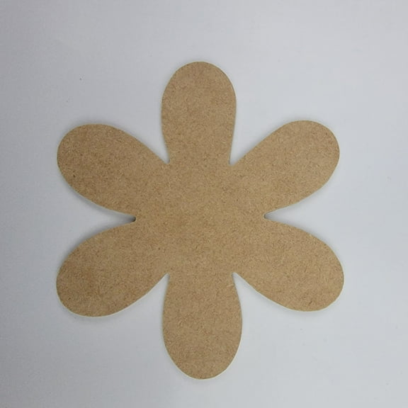 6" Flower Power, Unfinished MDF Art Shape by Wooden Craft Cutouts, 1-8 Thickness