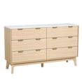 thumbnail image 1 of 6 Fluted Drawer Dresser Wooden Chest of Drawers with Smooth Sliding Rails and Anti-Tip Device, Modern Minimalist Storage Cabinet for Living Room, Bedroom, Entryway, Hallway, Light Wood Finish, 1 of 11