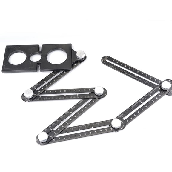 6 Fold Angles Measure Ruler Multifunction Aluminum Perforated Template Tool Drill Guide Ceramic Tile Opening Locator