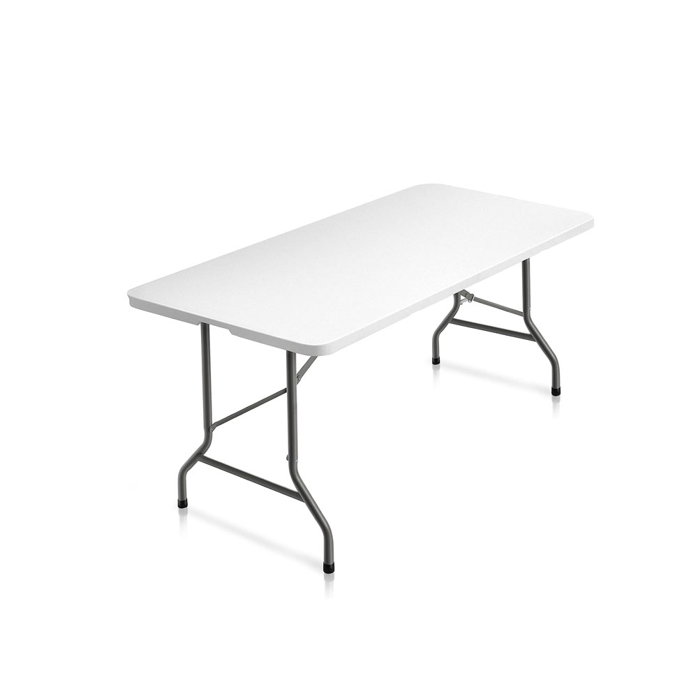 6' Folding Table, Camping Table with Large Plastic Tabletop, Dining