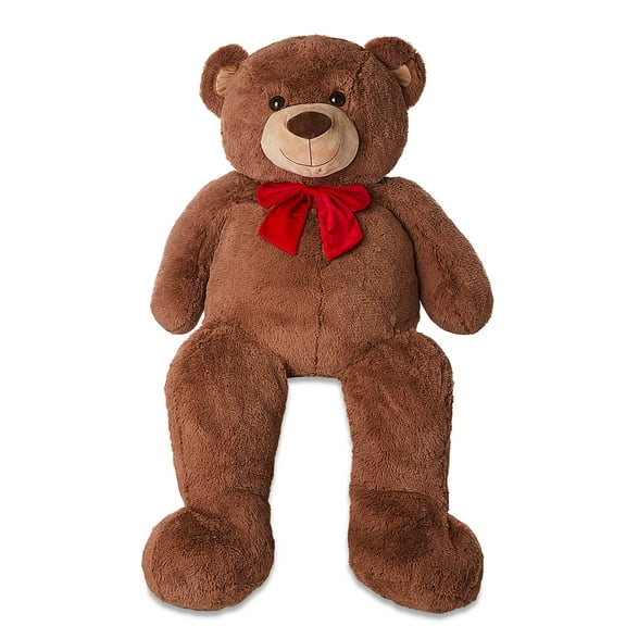 Giant Teddy Bear with Bow Plush, Brown, 72", Valentine's Day by Way To Celebrate