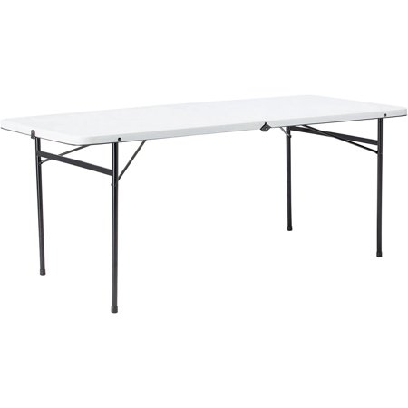 6 Foot Bi-Fold Plastic Folding Table (Color : White)