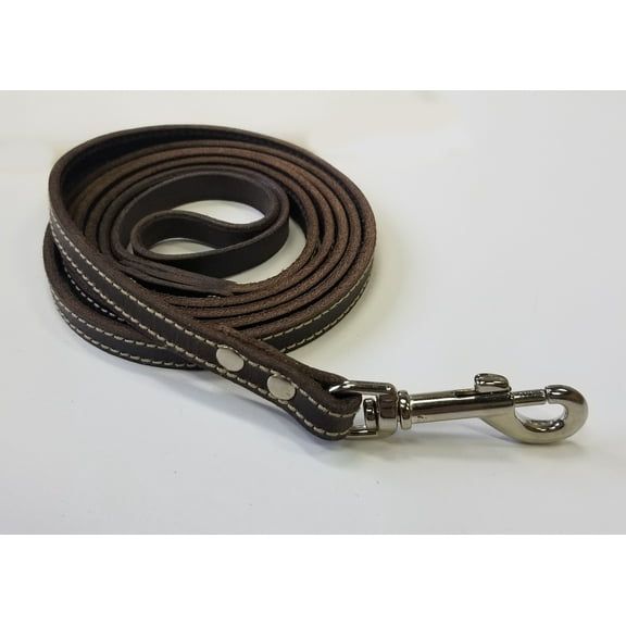 6 Foot Brown Leather Dog Leash - 1/2" wide