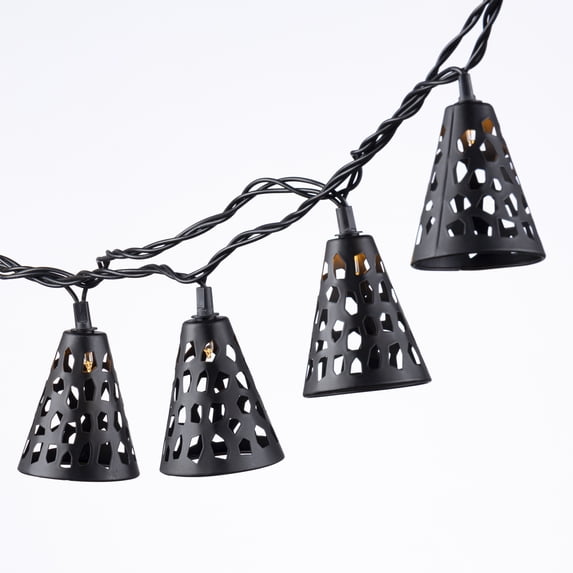 6 Foot Decorative Metal Shade Electric LED Patio String Lights