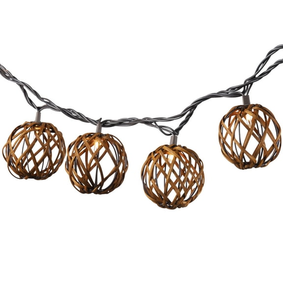 6 Foot Decorative Rattan Sphere Patio String Light