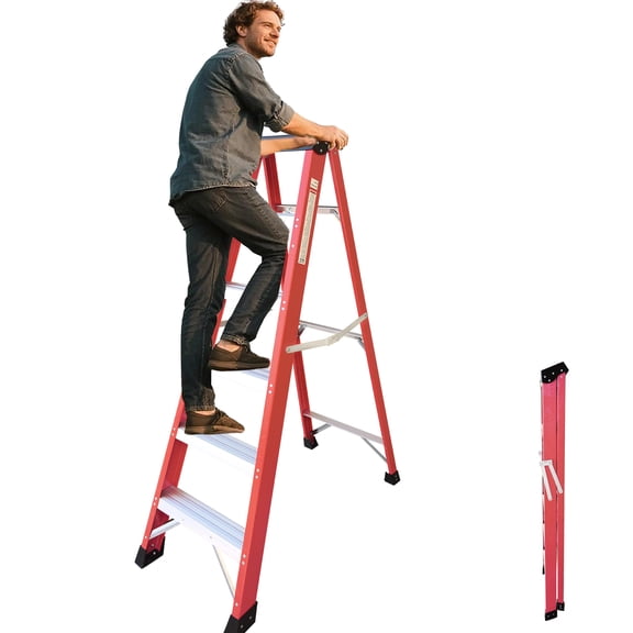 6-Foot Fiberglass Step Stool Industrial, 500-Pound Load Capacity, Little Giant Ladders with Tool Tray, Folding Step Ladder for Home and Electricians
