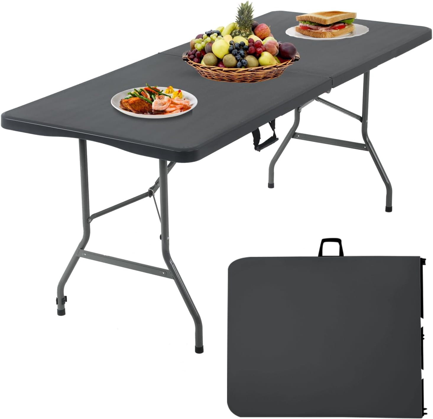 6 Foot Folding Table Small Table Multipurpose Indoor Outdoor Heavy Duty ...