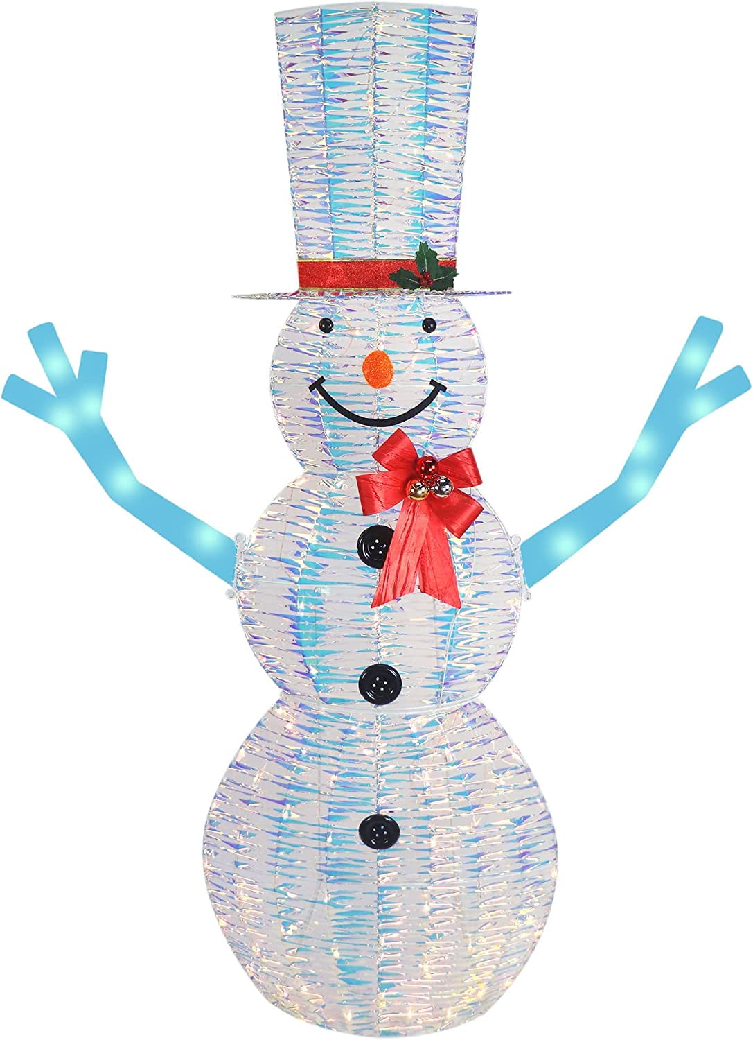 6 Foot Iridescent Lighted Snowman Pre Lit Outdoor Christmas Decoration ...