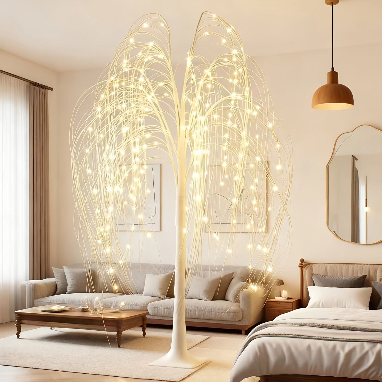 6-Foot LED Lighted Willow Tree Lamp with Fiber Optic Wicker Design ...