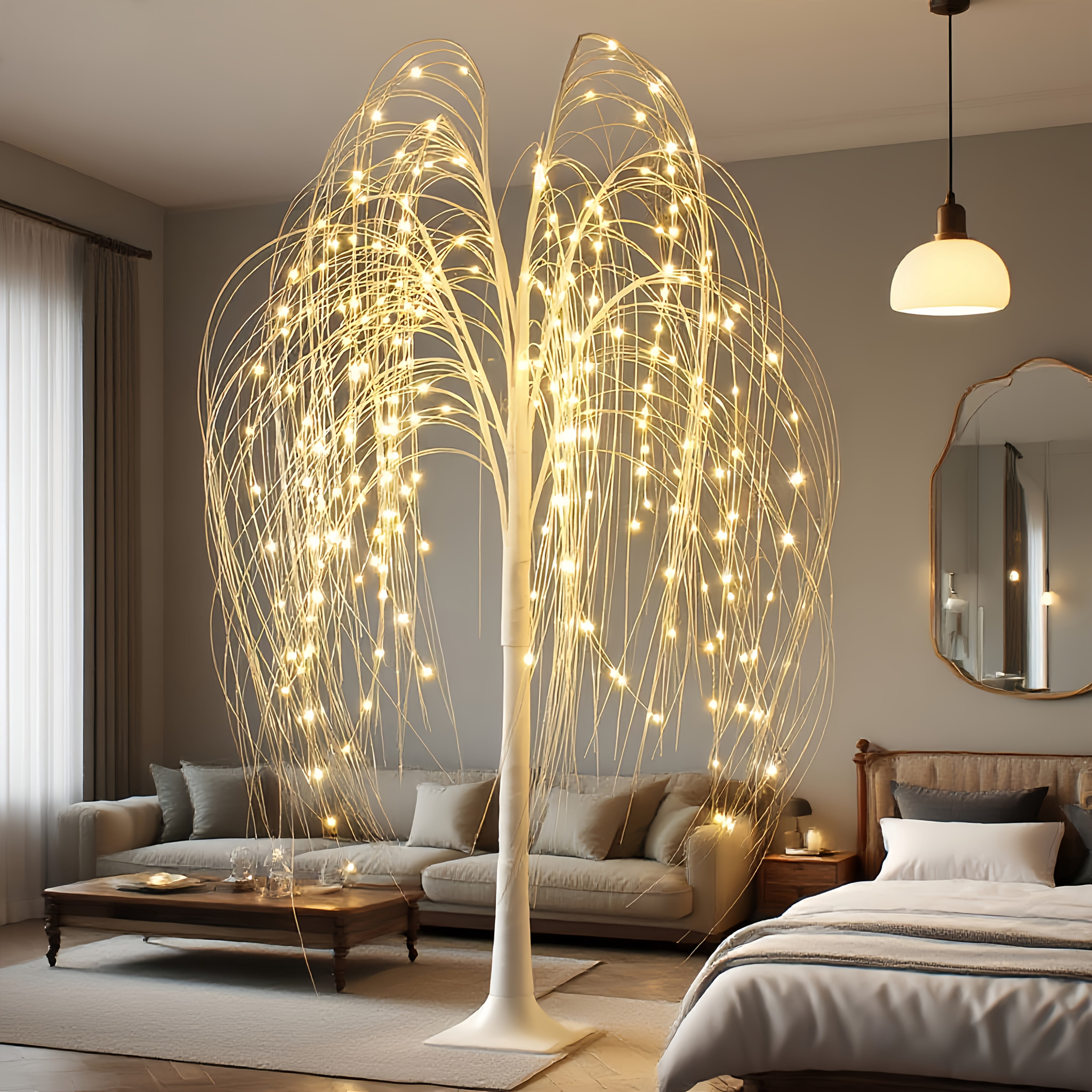 6-Foot LED Lighted Willow Tree Lamp with Fiber Optic Wicker Design ...