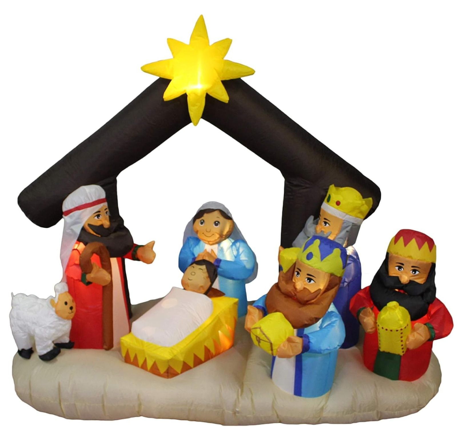 6 Foot Long Christmas Inflatable Nativity Scene with Three Decoration